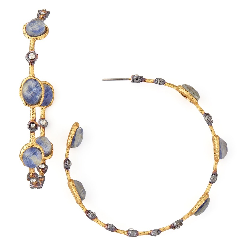 Alexis Bittar Gold Hoop Earrings with Blue Stones